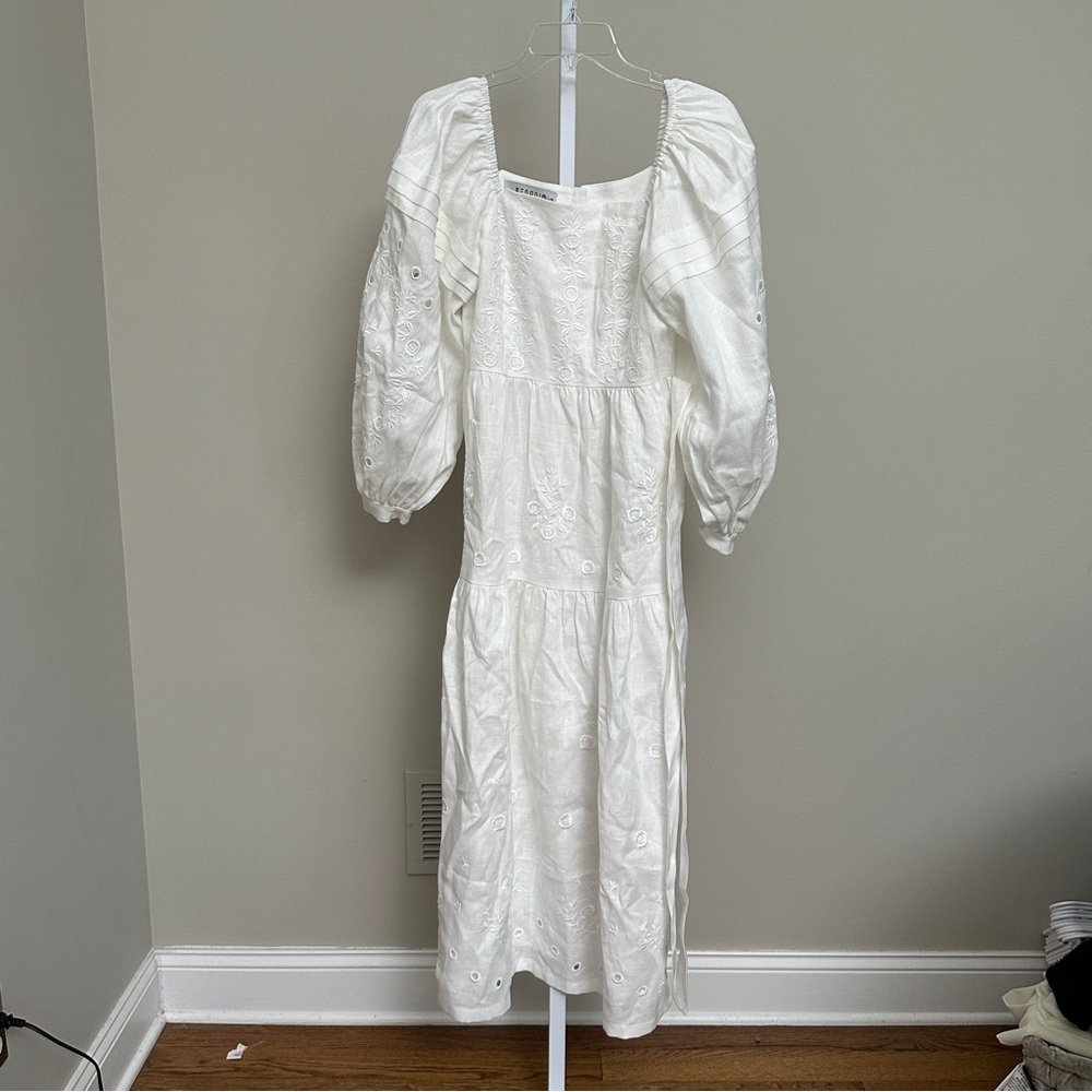 ETNODIM white linen embroidered dress myt SIZE XS - Picture 5 of 9